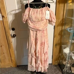 Floral Off-Shoulder Pink Dress